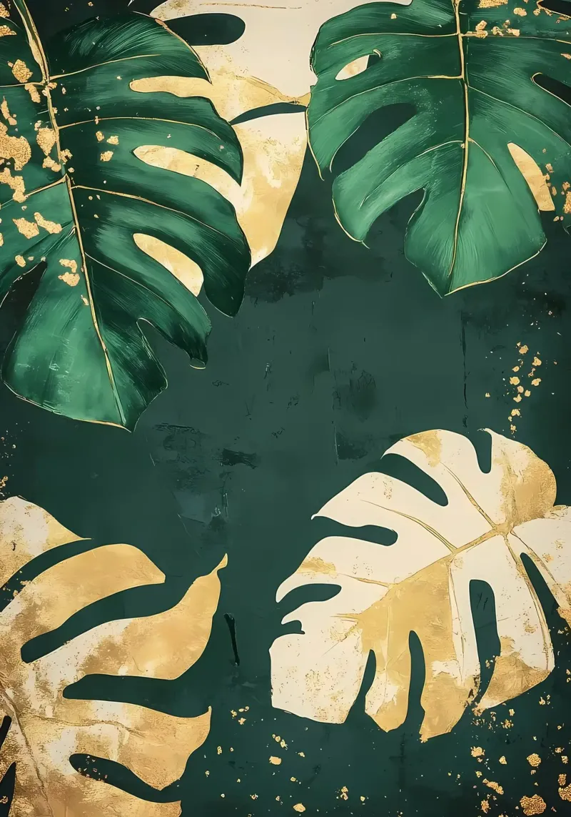 Arte tropicale in foglia d'oro poster da Ginnery