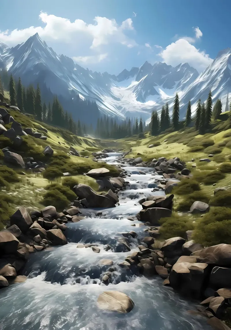 Cascata nella natura della foresta poster da Mikesell