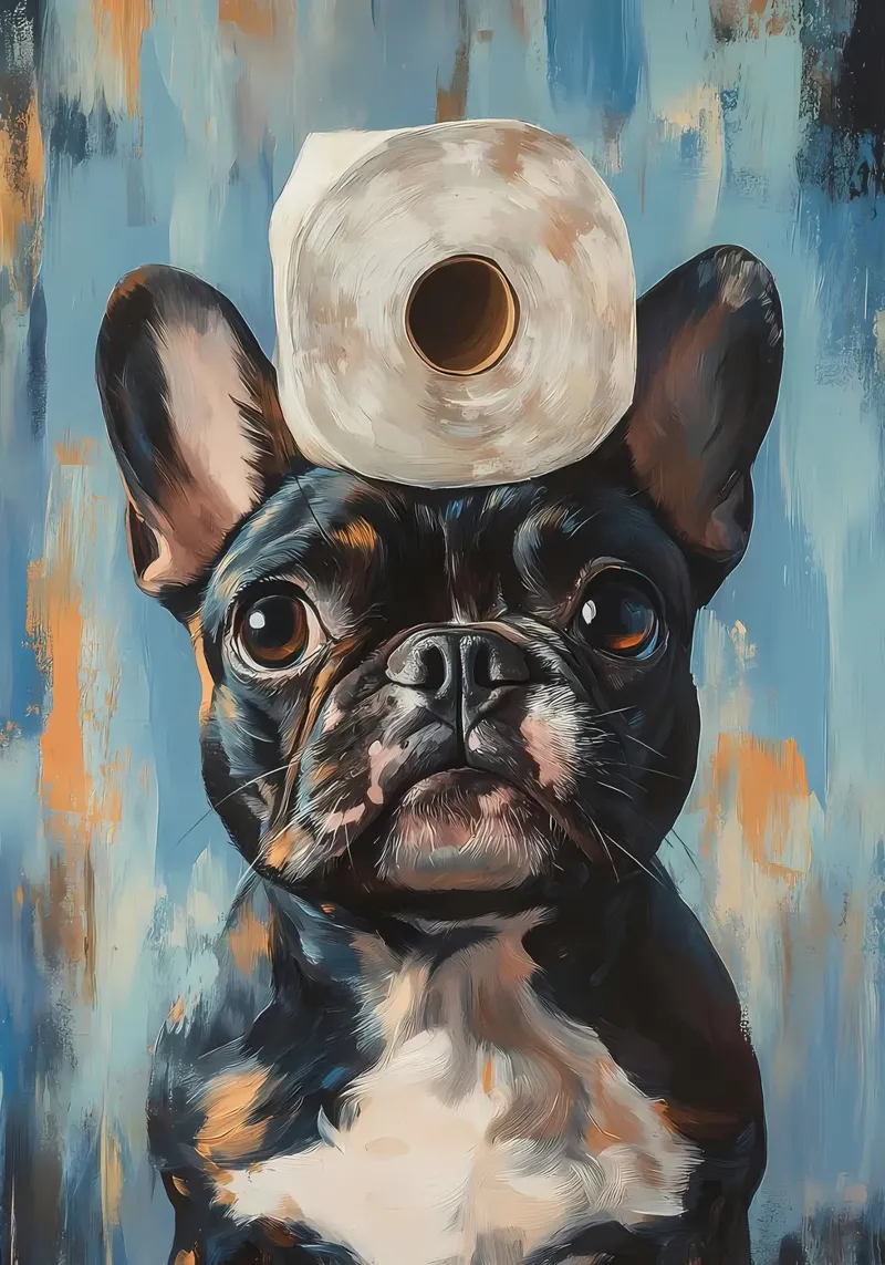 French Bulldog with Toilet Paper acrylic glass by Ginnery