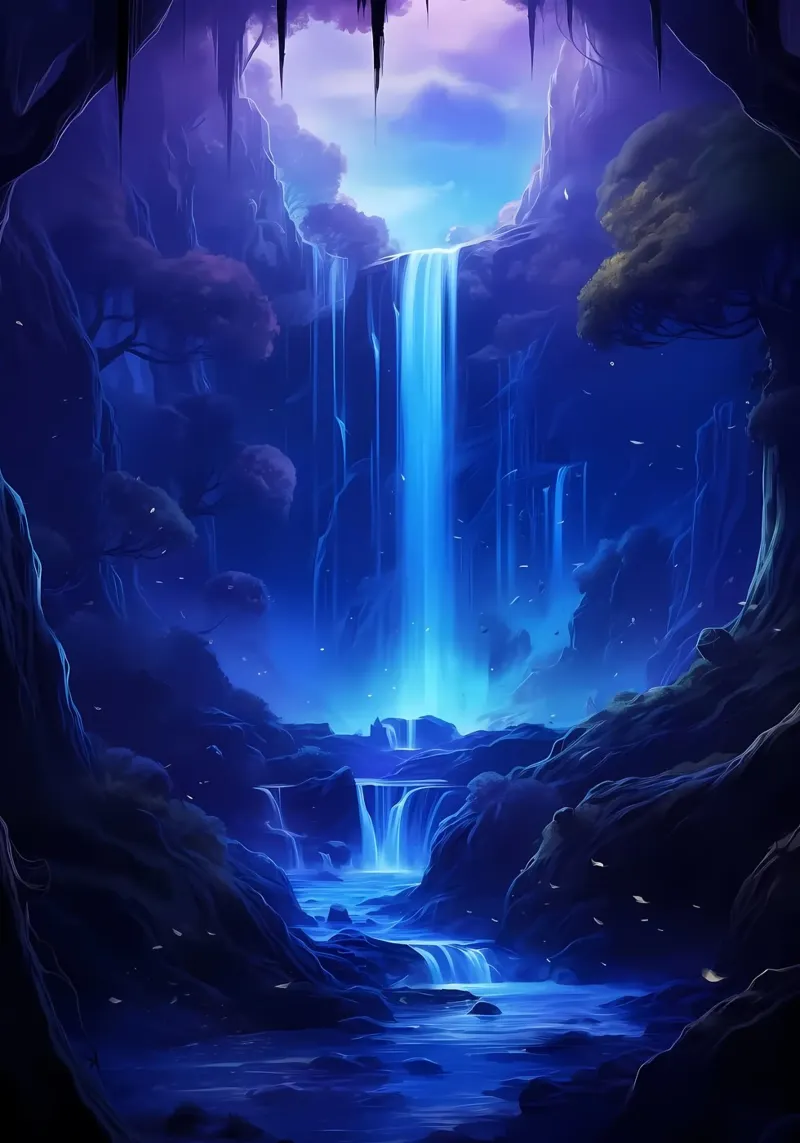 Waterfall Landscape Art acrylic glass by Mikesell