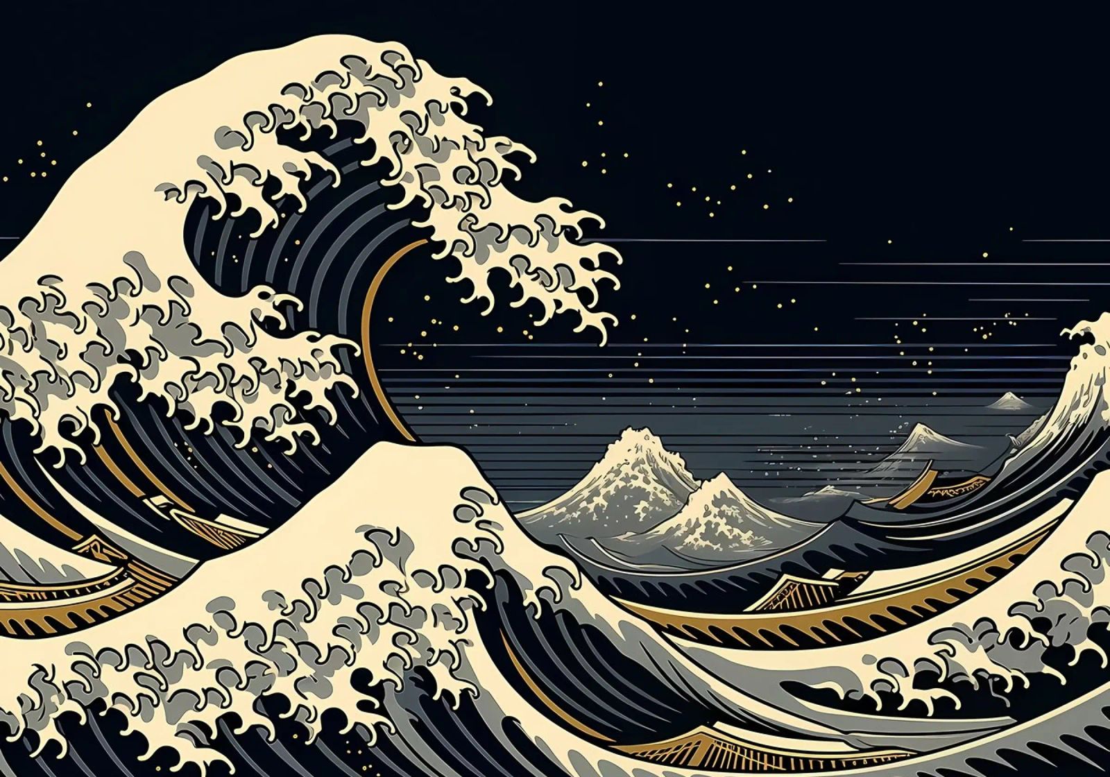 Vague japonaise de Kanagawa poster de Mikesell