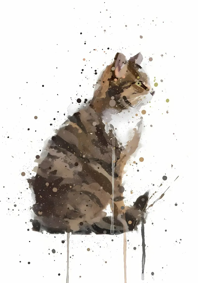 Gatto di stalla acquerellato pellicola backlit da Allaire