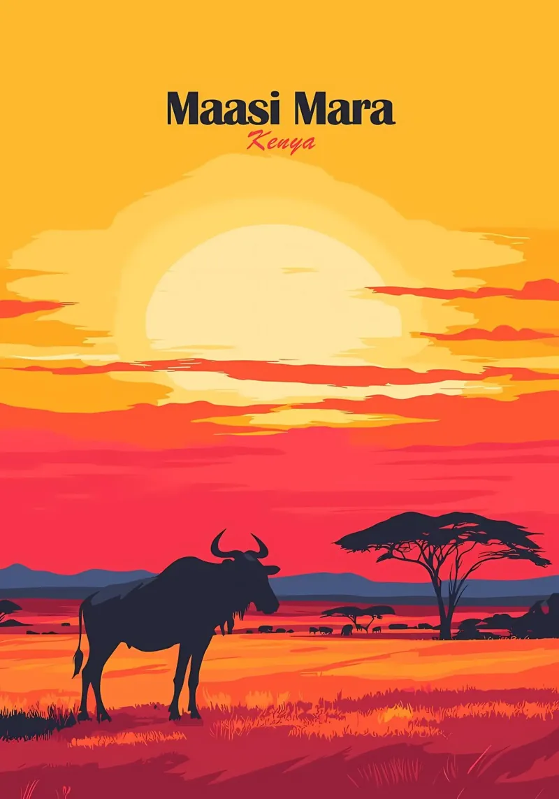 Tramonto nel Maasai Mara pellicola backlit da Ginnery