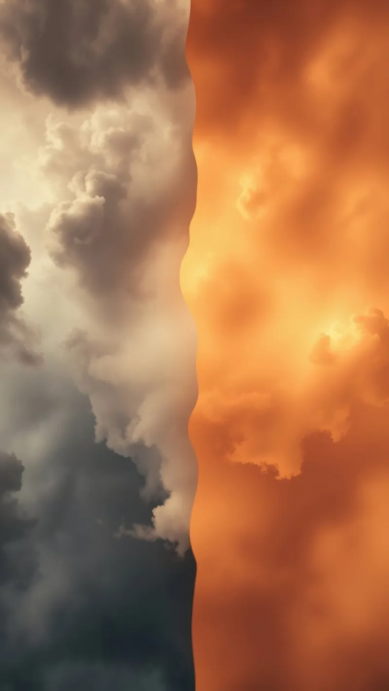 Contrasto sorprendente tra le nuvole scure della tempesta e il vibrante tramonto cl poster da DesignDoodle