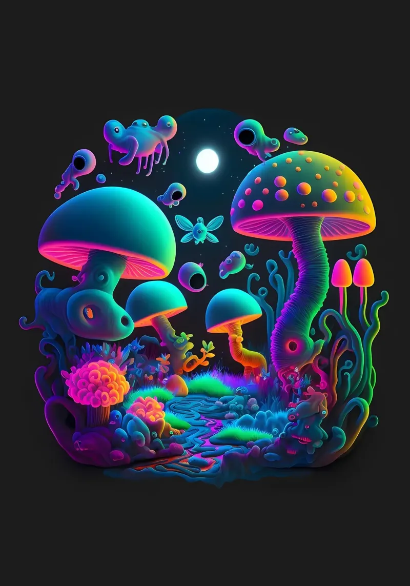 funghi colorati plexiglass da Delaplane