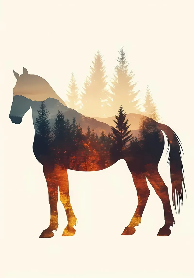 Sagoma di cavallo con foresta pellicola backlit da Ginnery