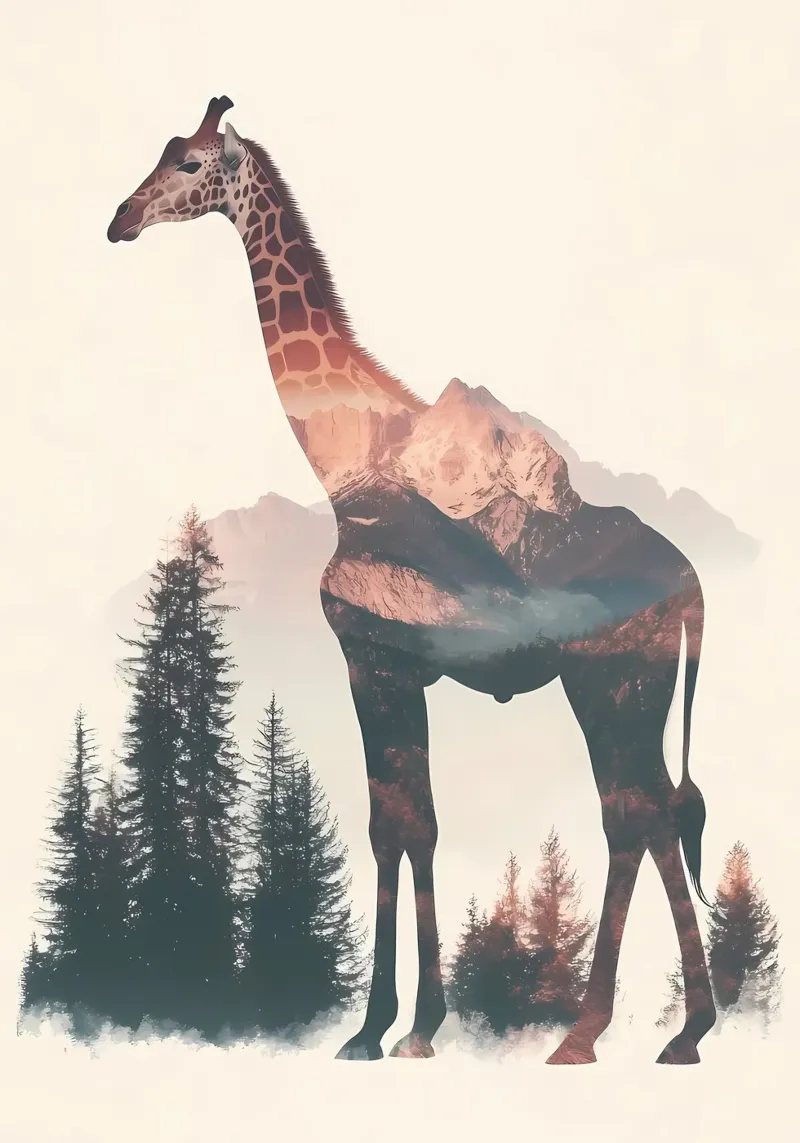Giraffenberg Doppelbelichtung Hahnemühle von Ginnery