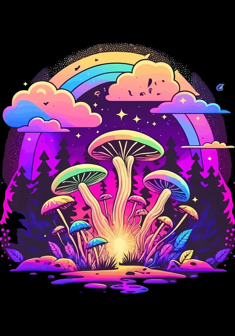 mushrooms forest canvas by Delaplane