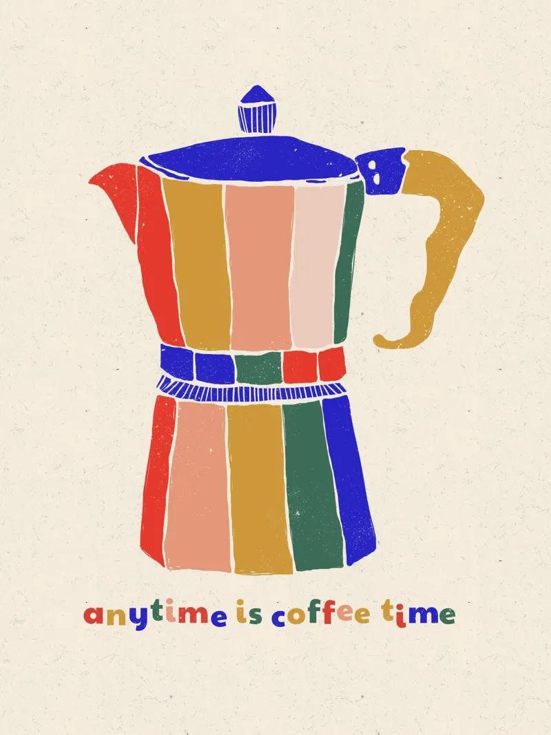 Anytime is Coffee Time - Colorful Moka Pot Art pellicola backlit da showmemars
