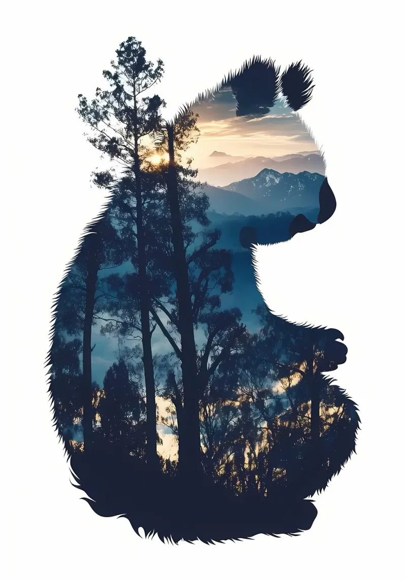 Sagoma di panda con foresta pellicola backlit da Ginnery
