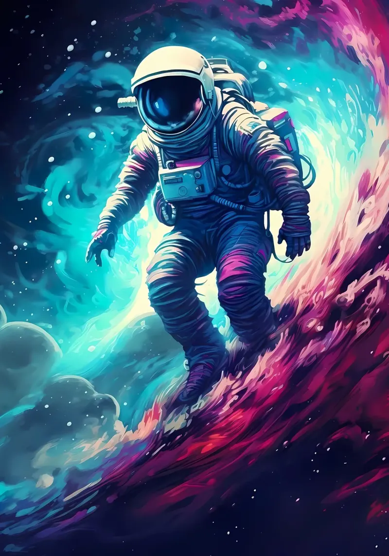 Astronaut in Space Surfer Hahnemühle von Mikesell