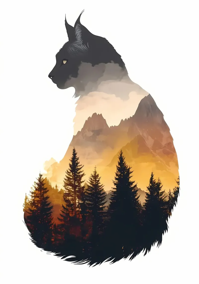 Cat Mountain Silhouette hahnemühle by Ginnery