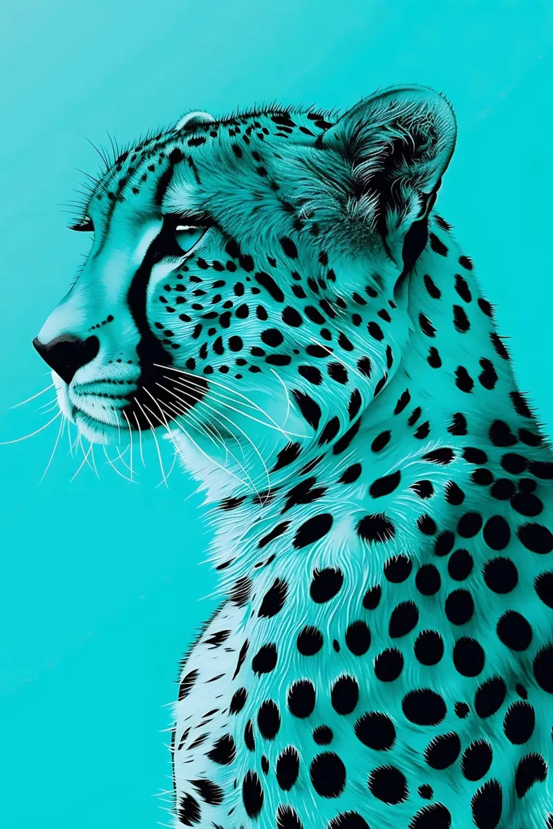 Leopardo in stile turchese carta hahnemühle da Yaso Design & Art