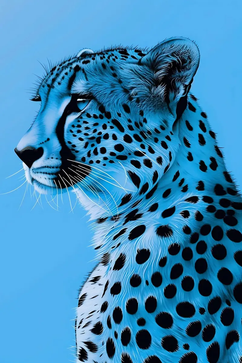 Leopardo in stile blu carta hahnemühle da Yaso Design & Art