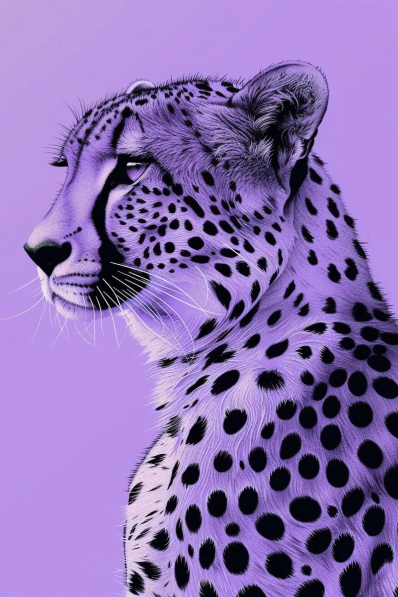 Leopardo in stile viola carta hahnemühle da Yaso Design & Art