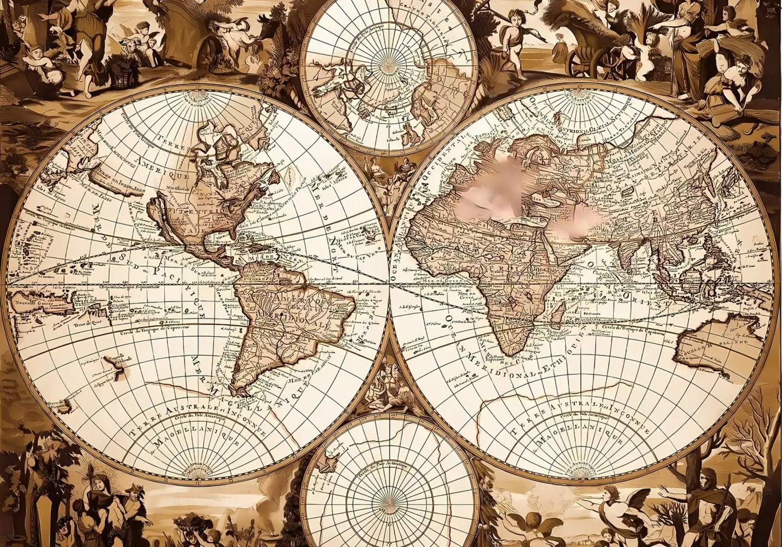 Mappa del mondo d'epoca poster da Delaplane