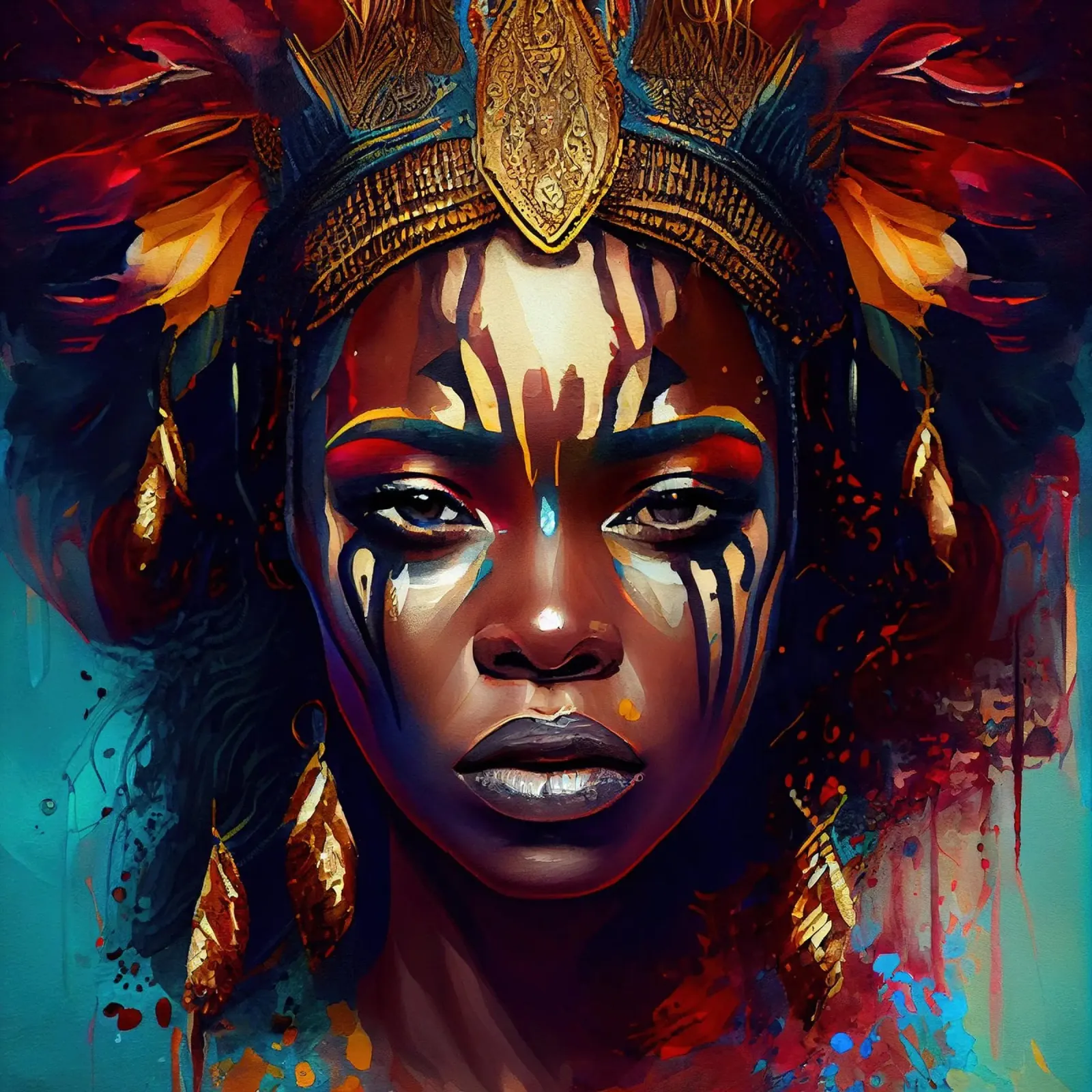 Potente donna guerriera africana pellicola backlit da Chromatic Fusion Studio