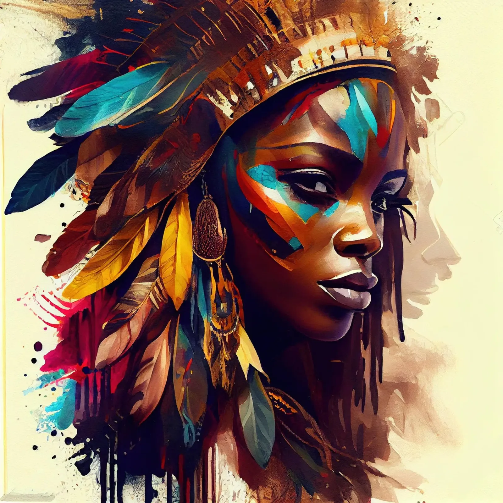 Poderosa mujer guerrera africana poster con marco de madera de Chromatic Fusion Studio