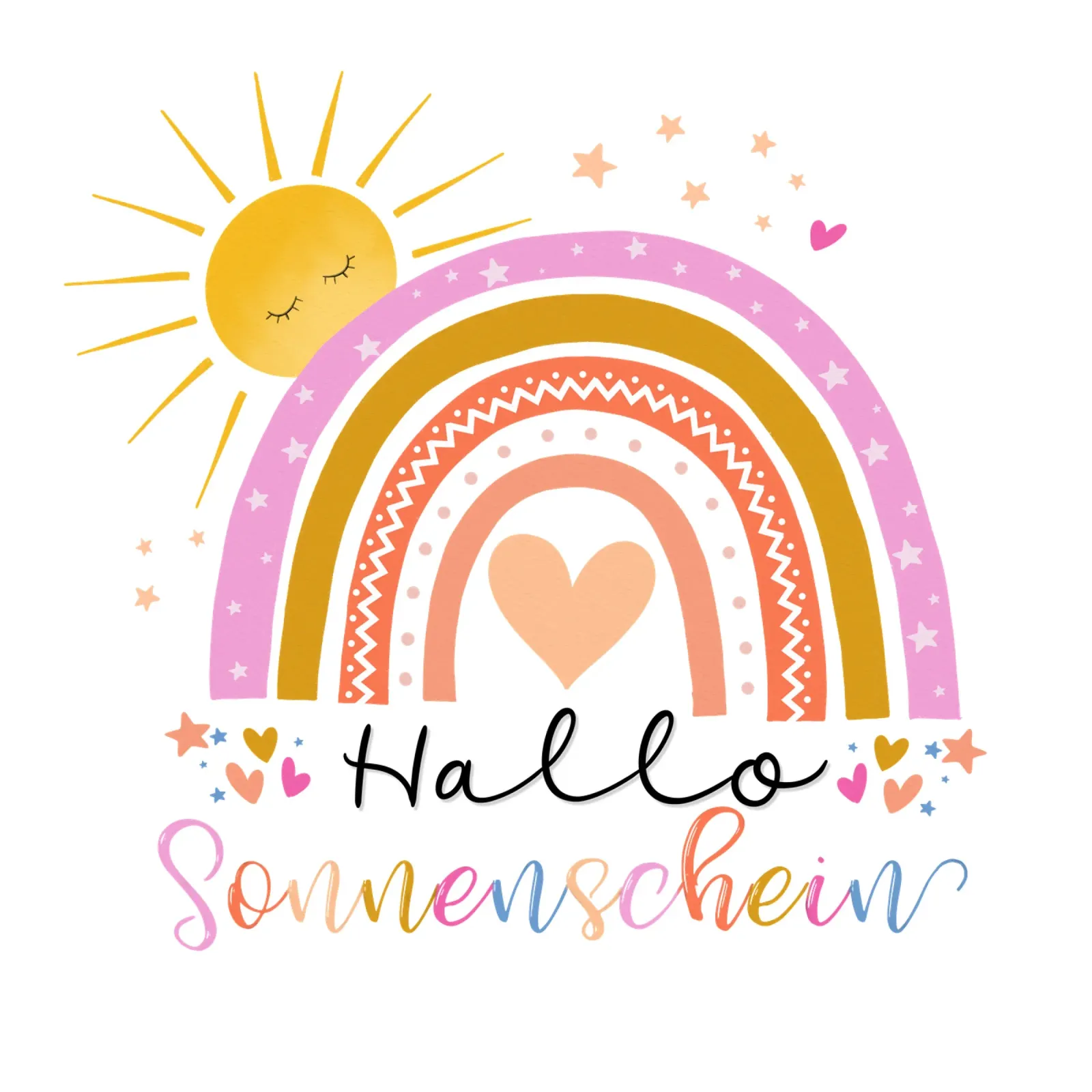 Ciao, sole. Simpatico arcobaleno in rosa. Per i bambini pellicola backlit da CalliLetters