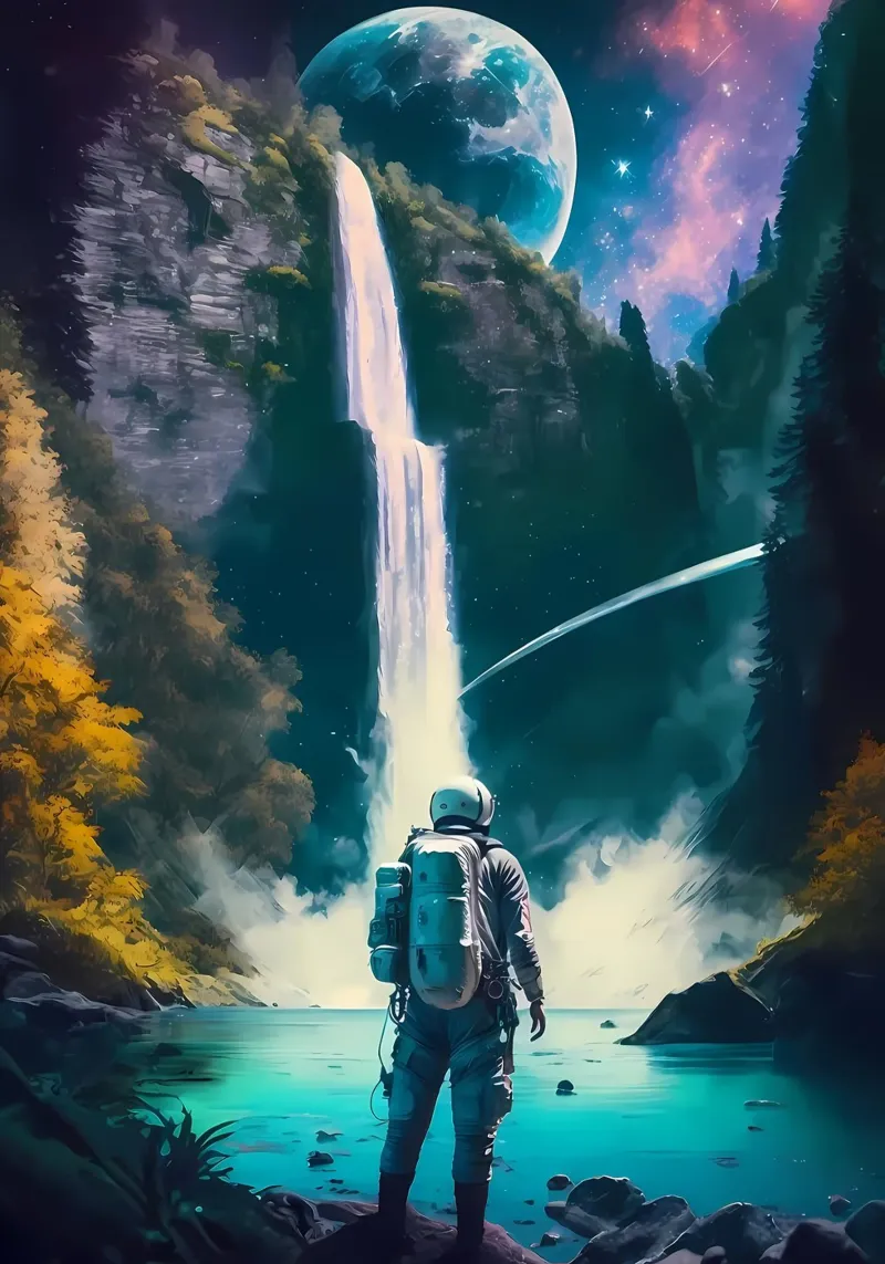 Astronauta della cascata pellicola backlit da Mikesell