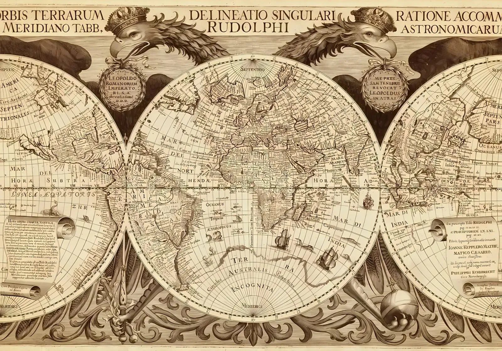 Mappa del mondo d'epoca pellicola backlit da Delaplane