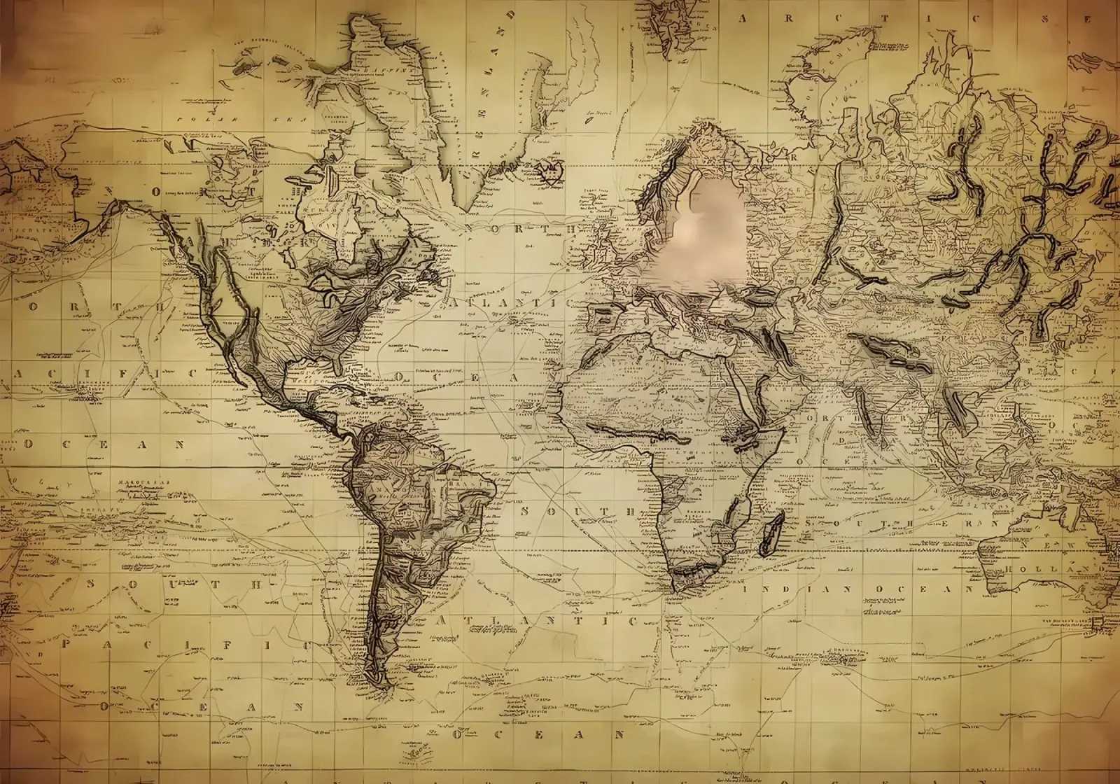 Mappa del mondo d'epoca pellicola backlit da Delaplane