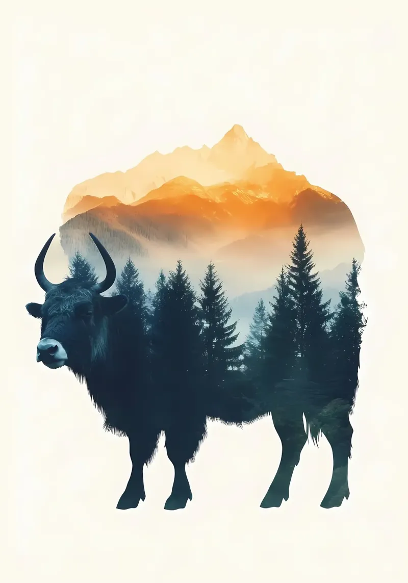 Yak Mountain Doppia esposizione poster con telaio in plastica da Ginnery