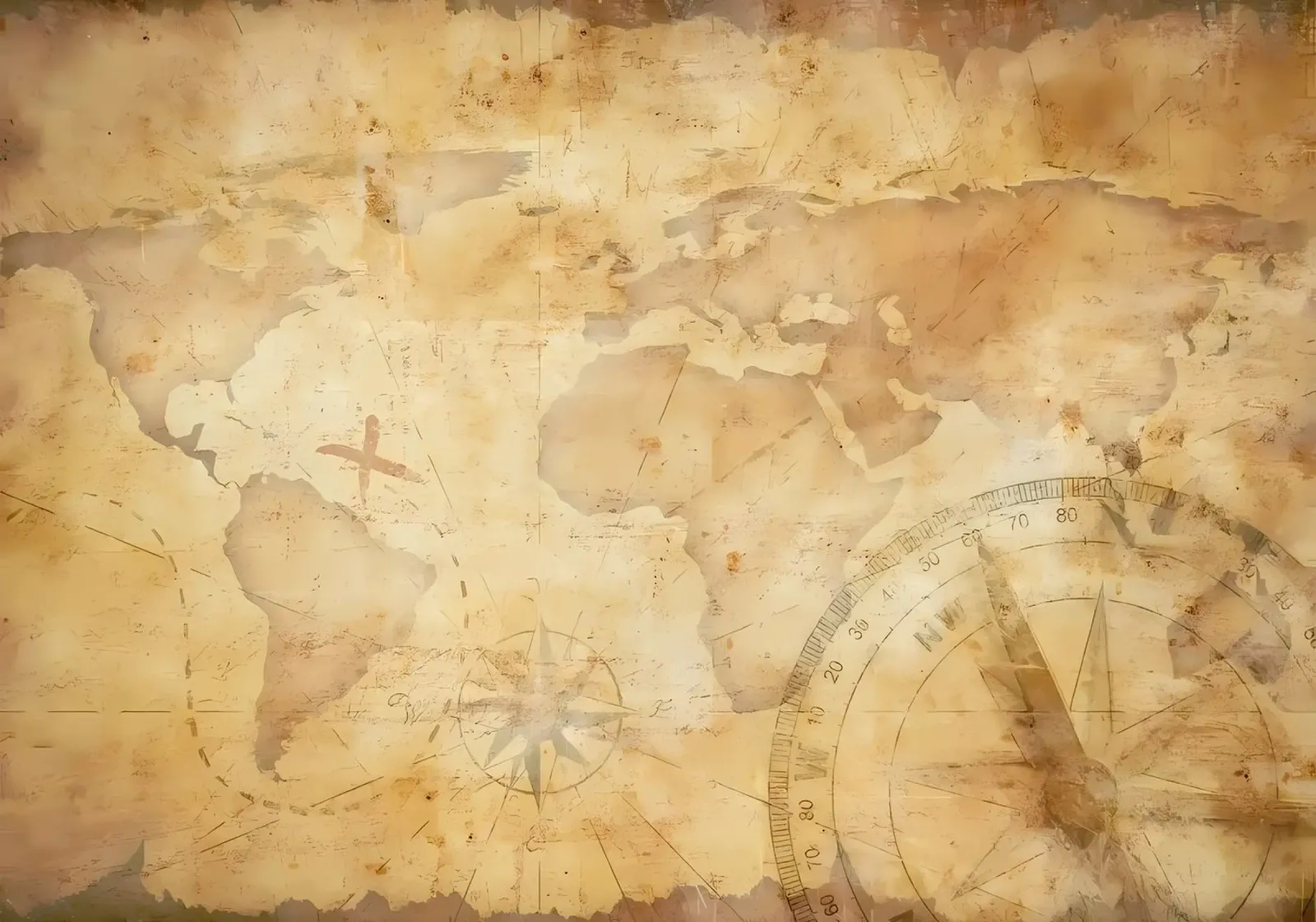 Mappa del mondo d'epoca poster con telaio in alluminio da Delaplane