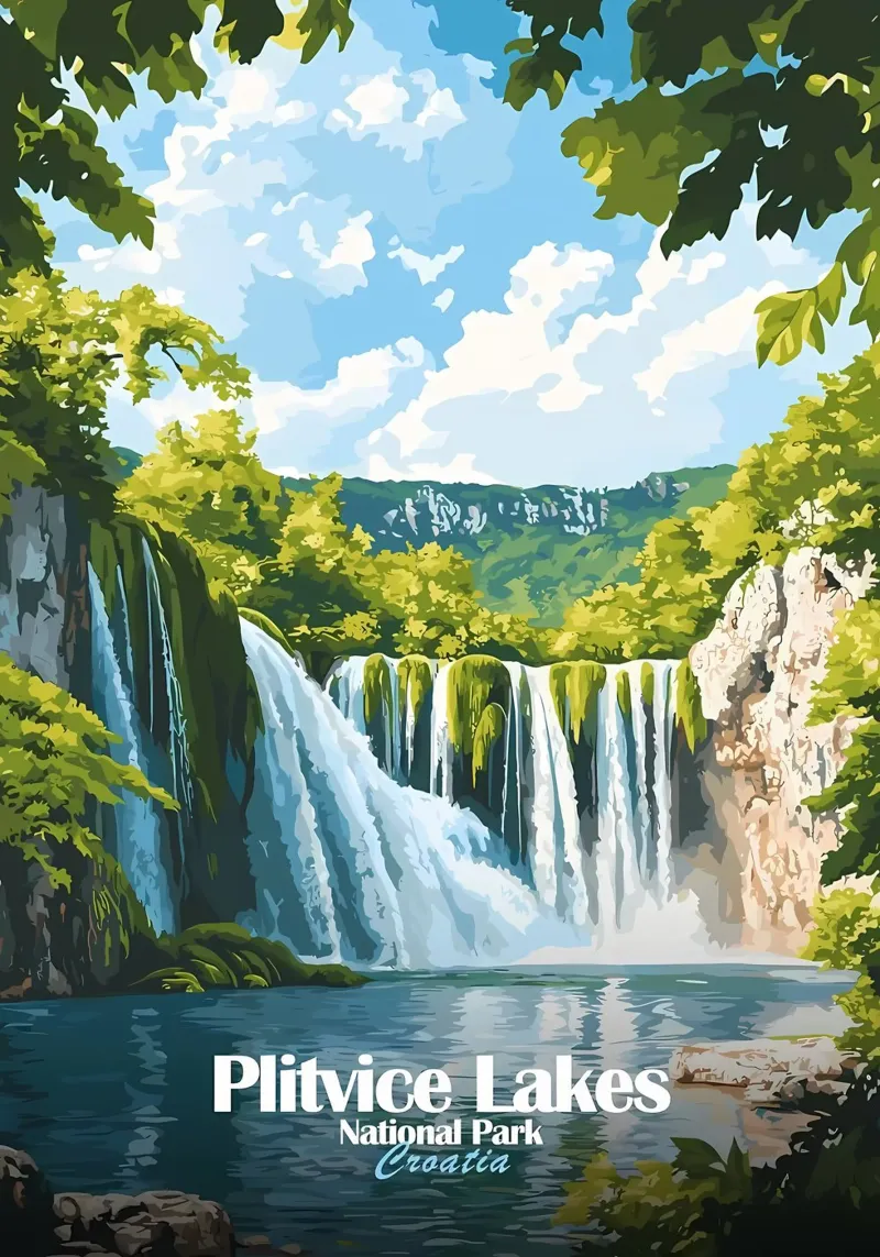 Parco Nazionale dei Laghi di Plitvice tela con Cornice a cassetta da Ginnery