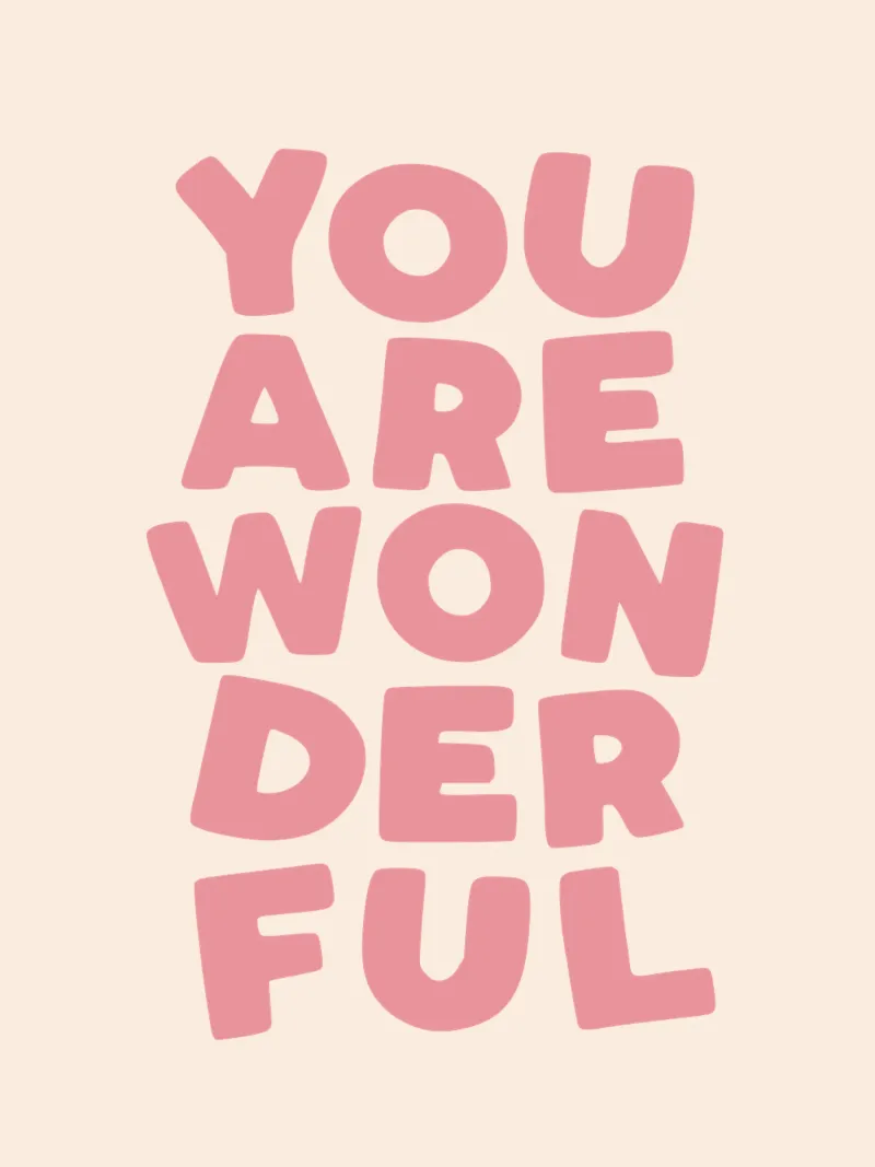 You Are Wonderful Whimsical, Uplifting Cheerful Typography canvas by THE MOTIVATED TYPE