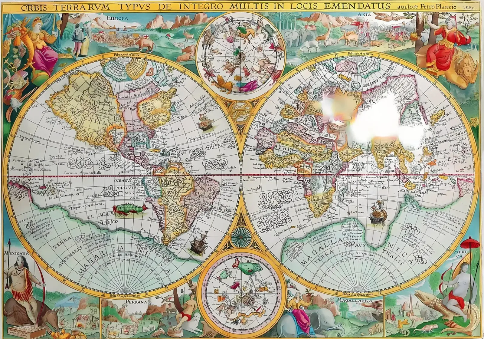 Mappa del mondo d'epoca pellicola backlit da Delaplane
