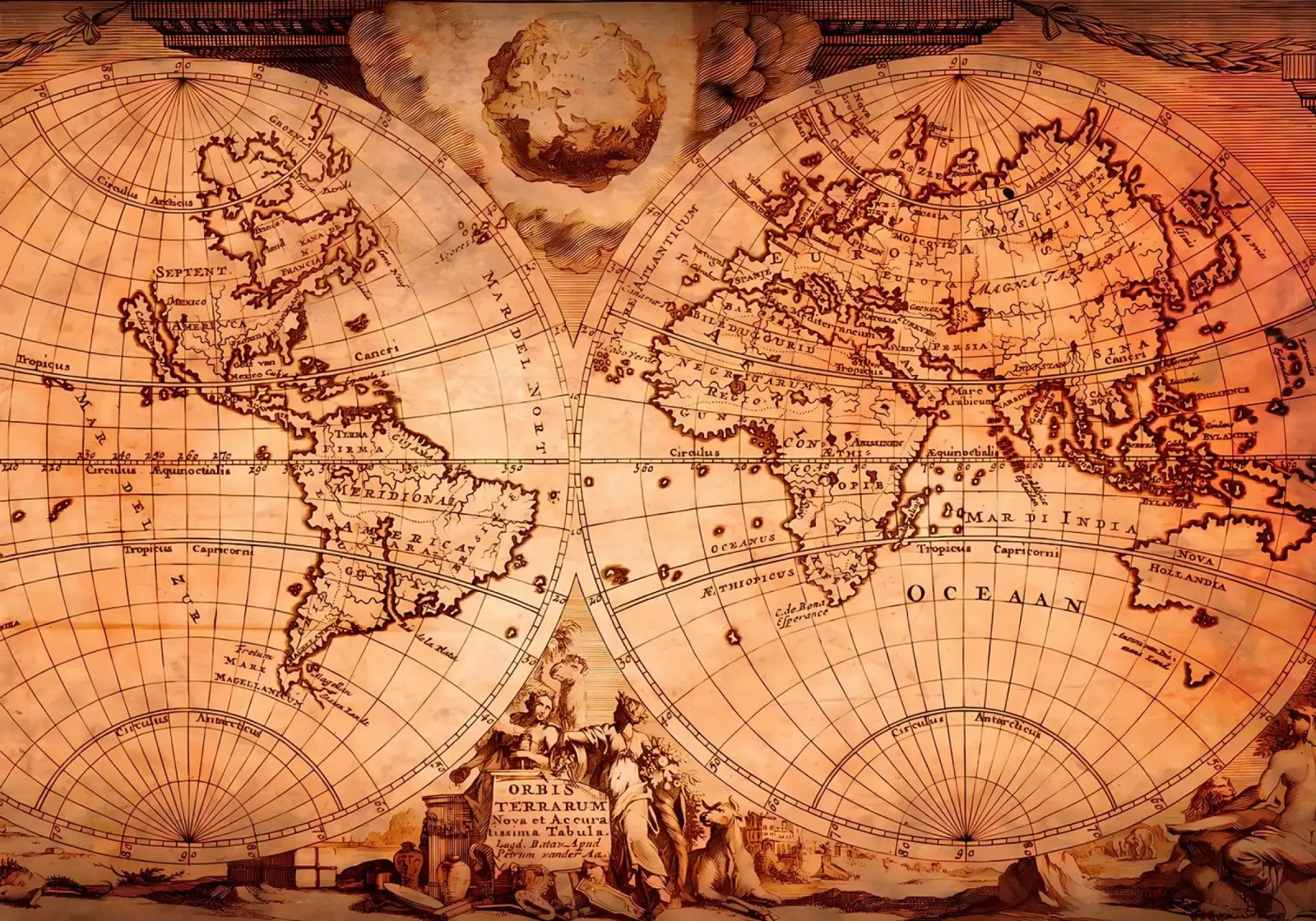Vintage Map of the World backlit film by Delaplane