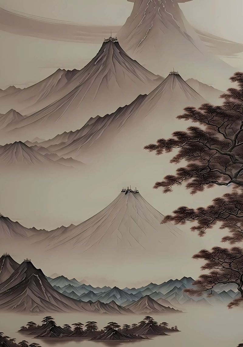 Aziatisch landschap poster van Mikesell