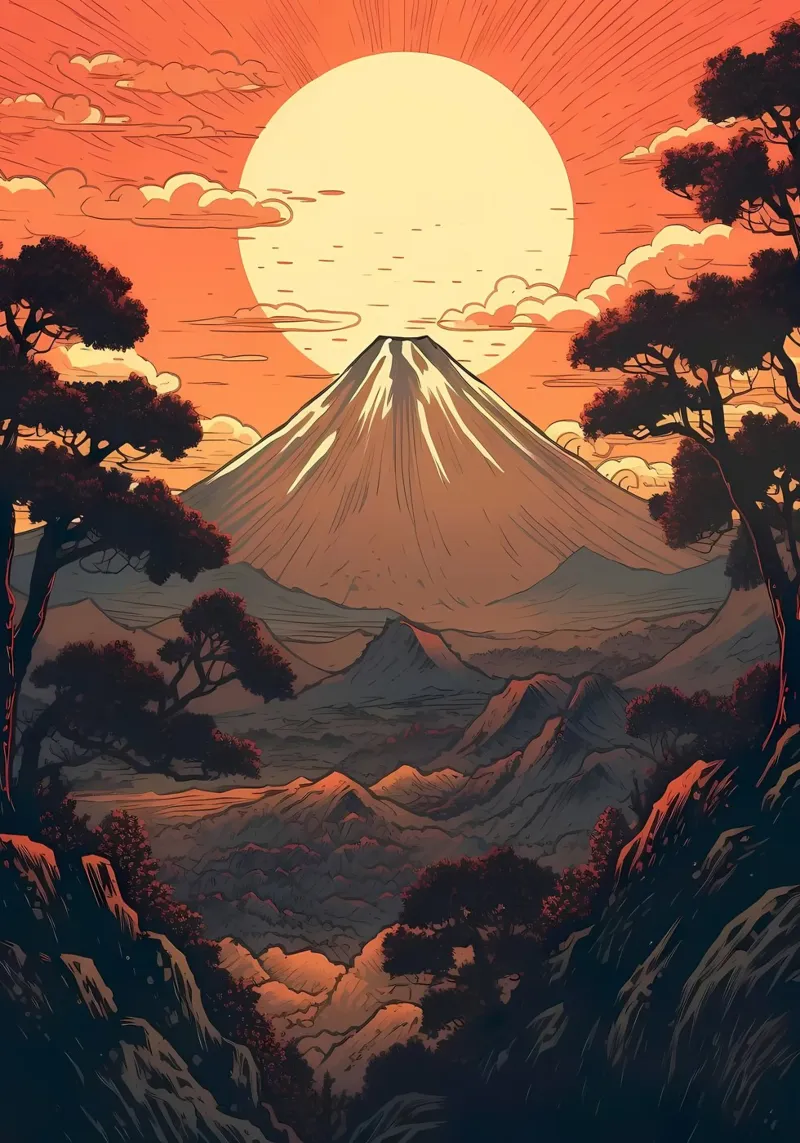 Vintage Asian Landscape hahnemühle by Mikesell
