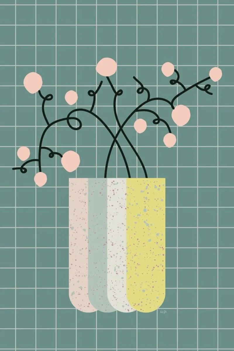 Flower Vase poster con telaio in alluminio da Linda Gobeta