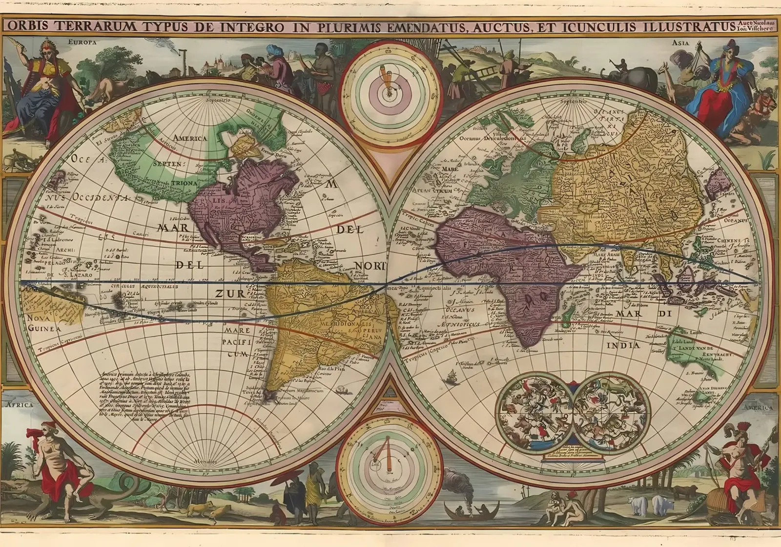 Mappa del mondo d'epoca pellicola backlit da Delaplane