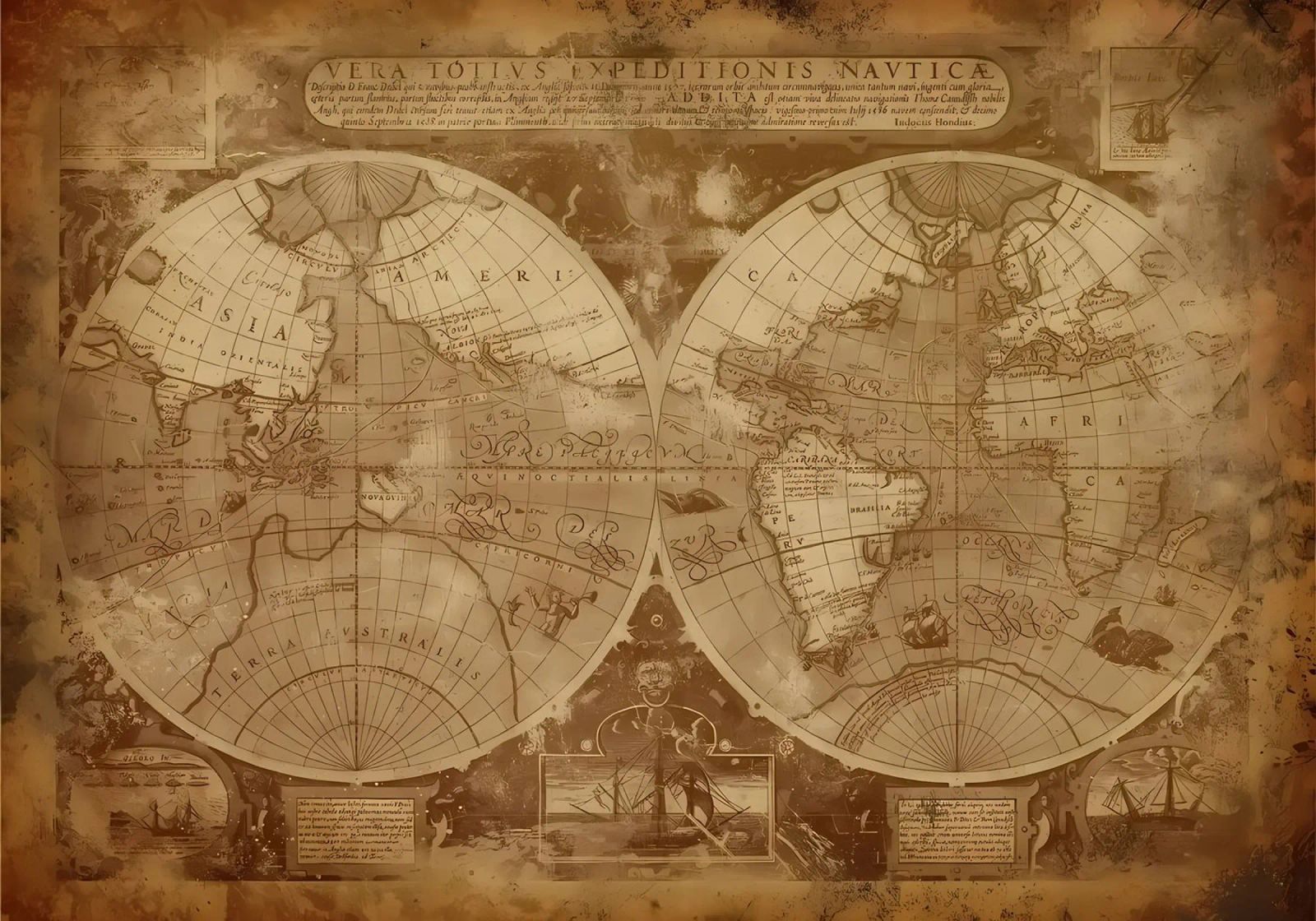 Vintage Map of the World poster by Delaplane