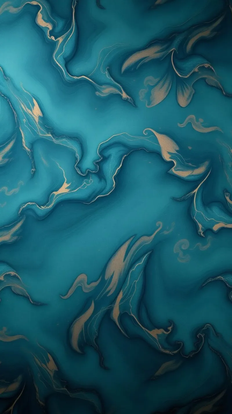 Unique abstract blue and gold marbled with flowing patterns hahnemühle by DesignDoodle