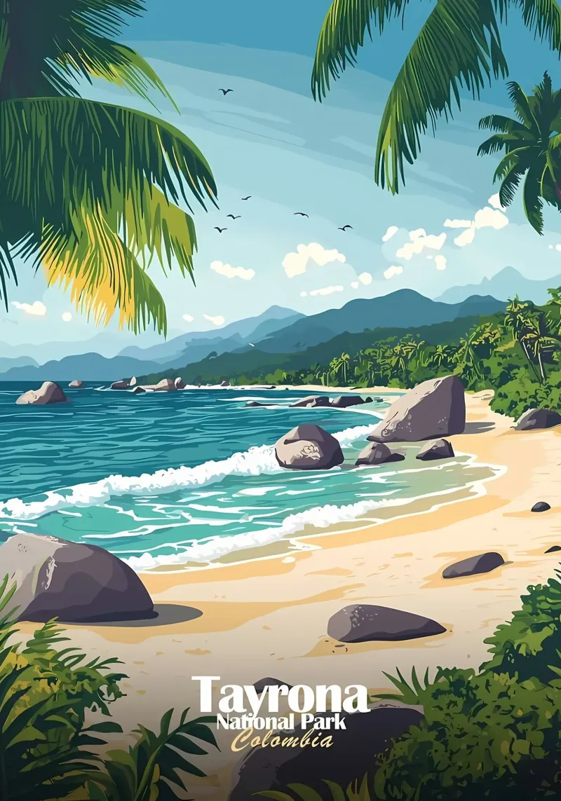 Parco Nazionale Tayrona, Col poster con telaio in alluminio da Ginnery