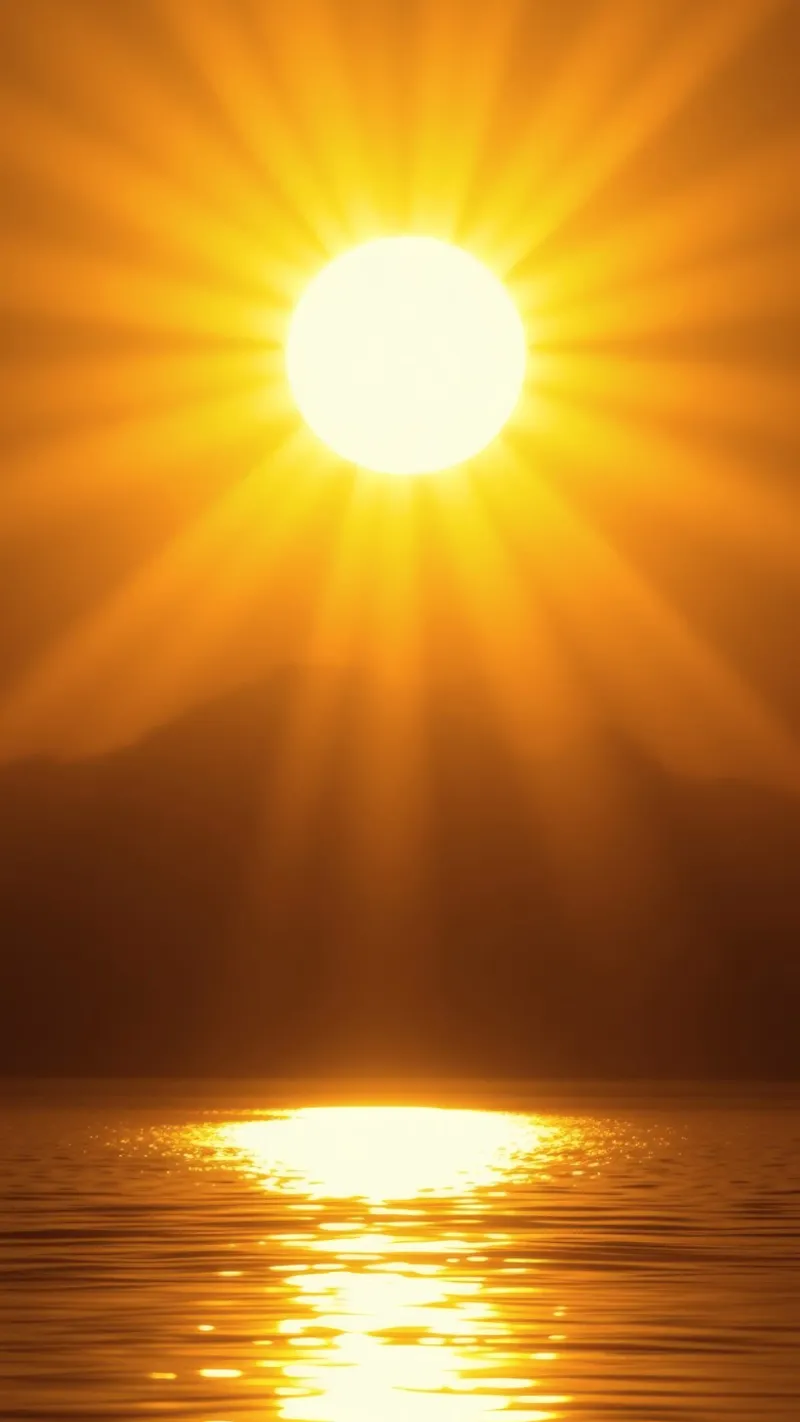 Bright sun against calm waters creating a stunning abstract canvas by DesignDoodle
