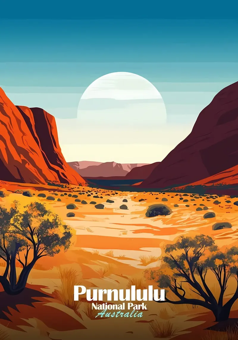 Parco nazionale di Purnululu poster con telaio in legno da Ginnery