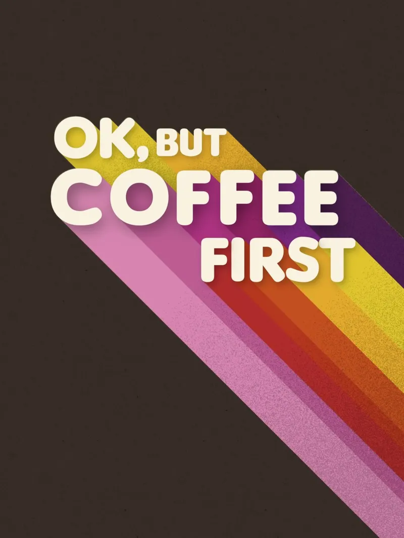 Ok, ma prima il caffè - Arte arcobaleno retrò poster con telaio in alluminio da showmemars