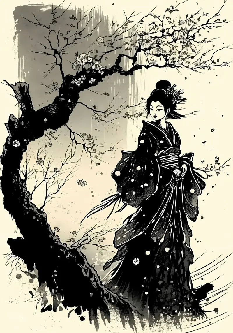 Geisha Samurai femmina pellicola backlit da Mikesell