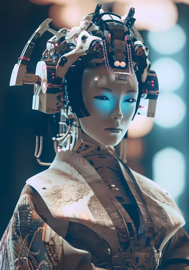 Geisha Samurai Female hahnemühle by Mikesell