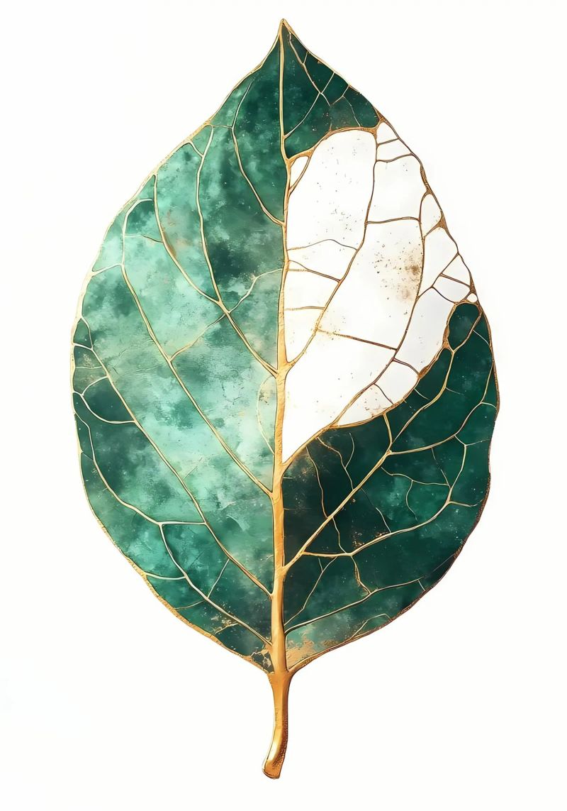 Blattgold Aquarell Kunst Poster von Ginnery