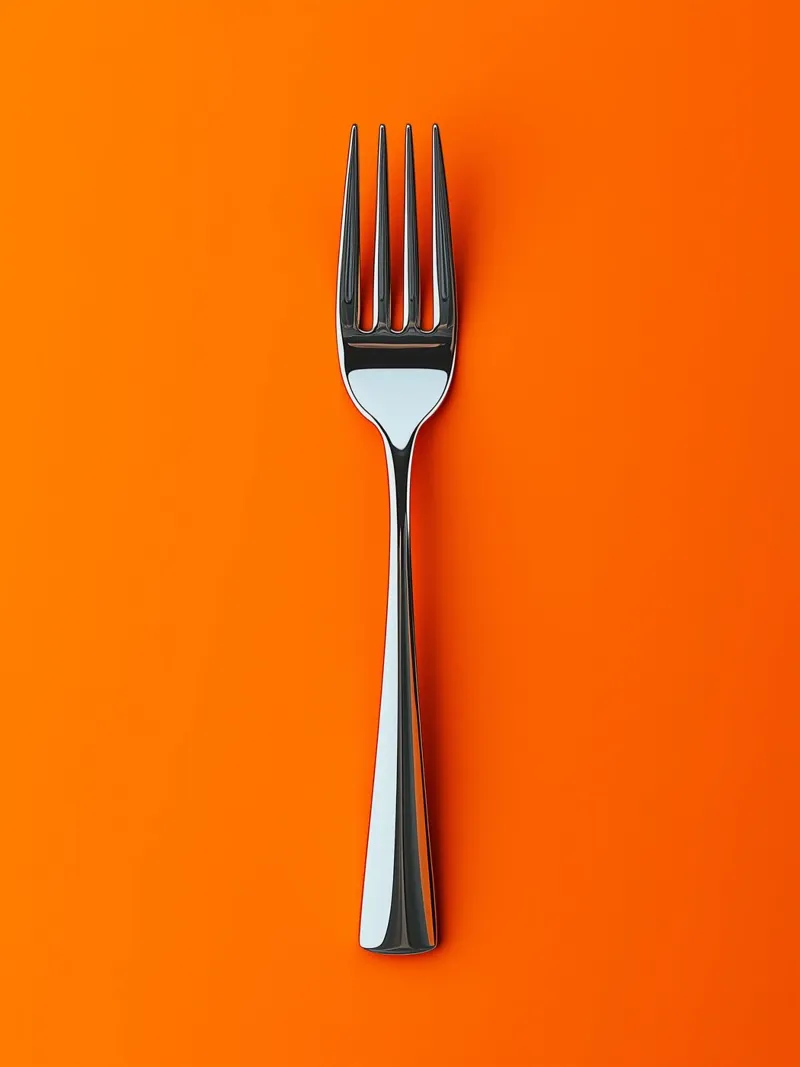 Forchetta d'argento su sfondo arancione alluminio dibond da Spice & Style