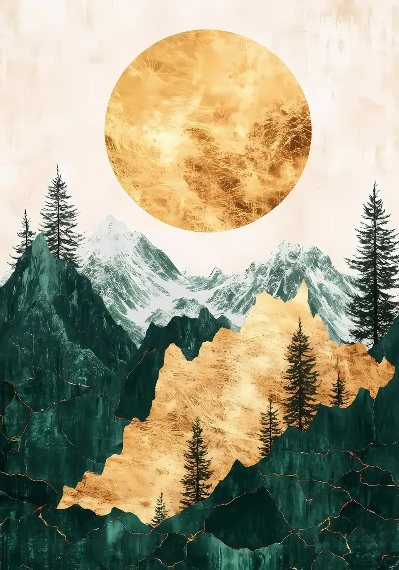 Gold Smaragdgebirge Poster von Ginnery