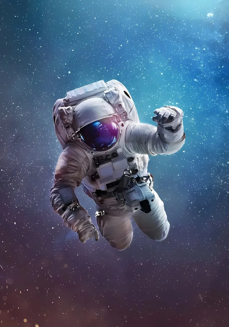 Astronauta in una galassia luminosa pellicola backlit da Delaplane
