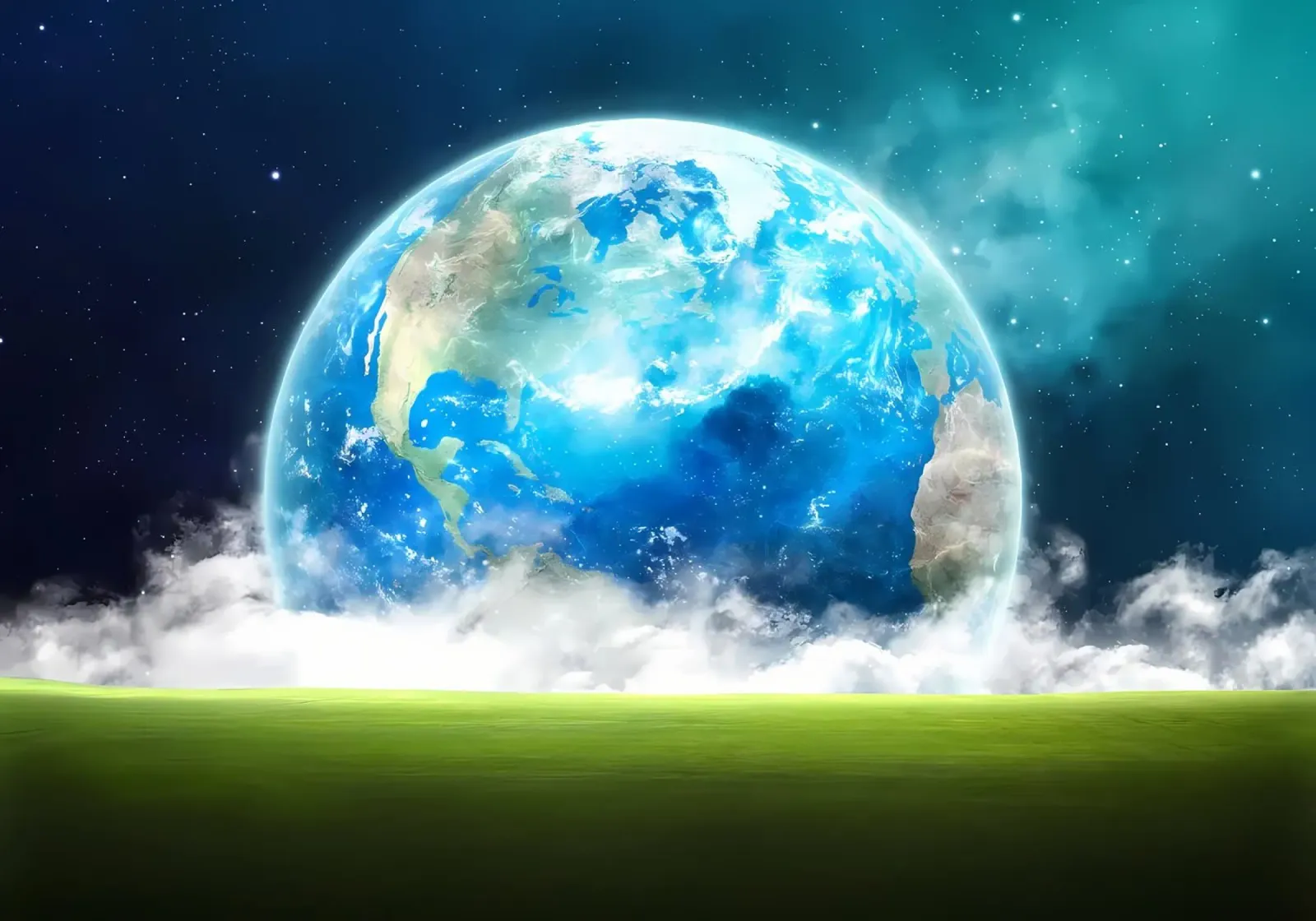 Grassy field in space canvas by Delaplane