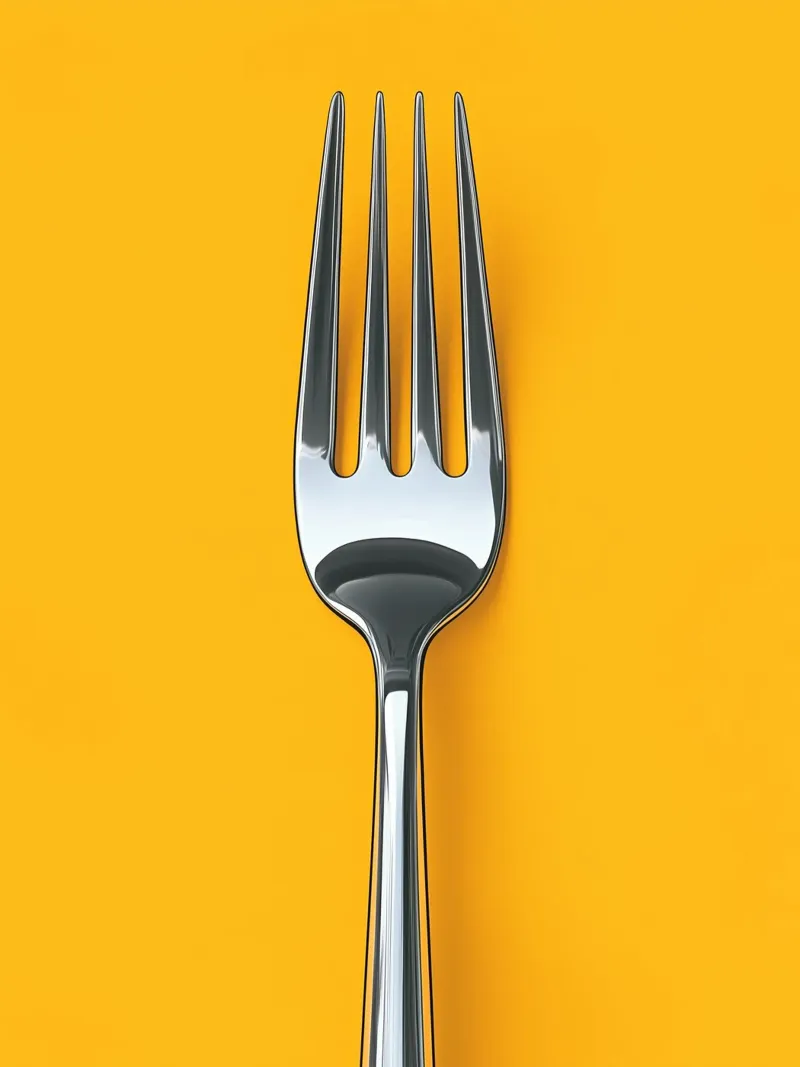 Forchetta d'argento in primo piano alluminio dibond da Spice & Style